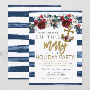 Yacht Holiday Party Schöne Weihnachtsstreifen Einladung