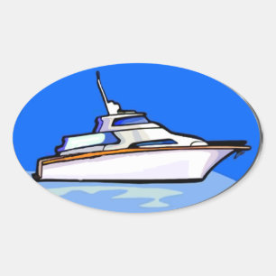 Yacht im Oval Ovaler Aufkleber