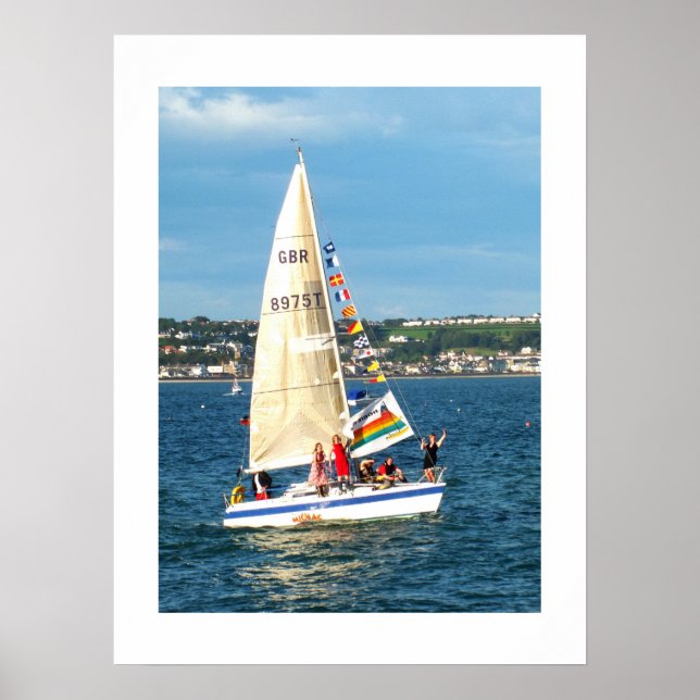 Yacht mit Flaggen Jersey Poster (Vorne)