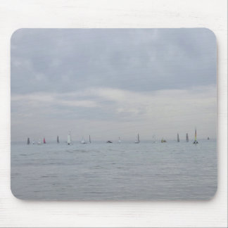 Yacht race boats in a line mousepad