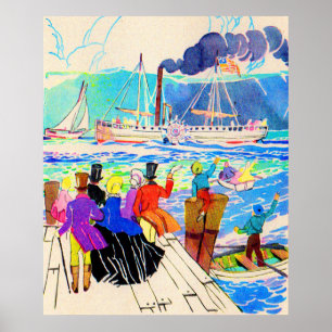 Yacht-Rennen-Druck aus dem 19. Jahrhundert Poster