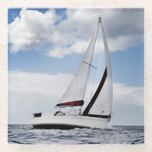Yacht-Segeln in der hohen See Glasuntersetzer (Vorderseite)