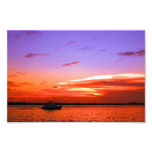 Yacht und Sonnenuntergang Fotodruck