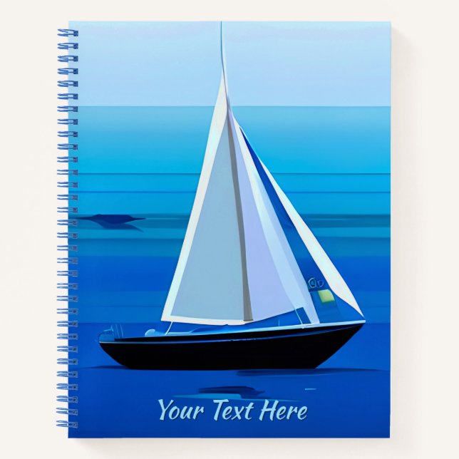 Yacht Under Sail, Cobalt Blue Journal Notizbuch (Vorderseite)
