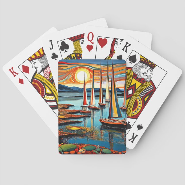 Yachten am Ufer Spielkarten (Rückseite)