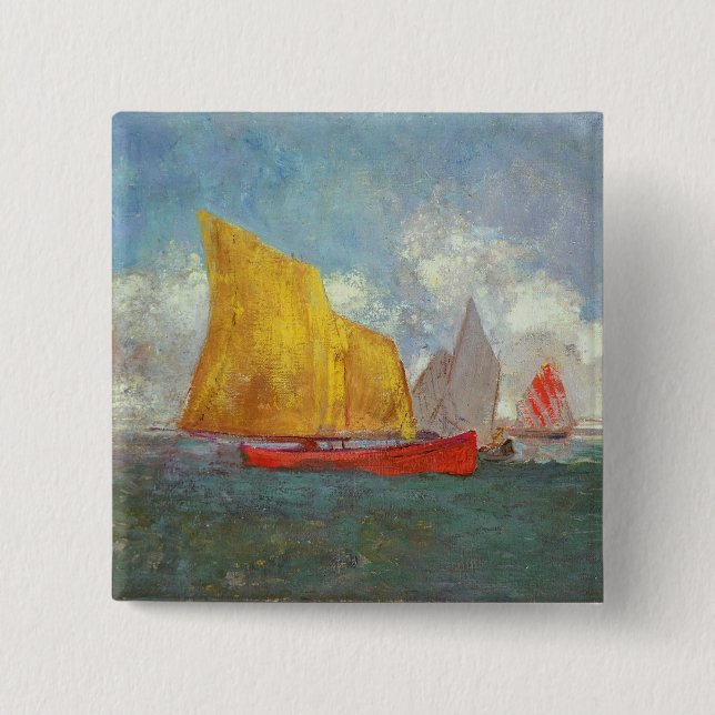 Yachten in einer Bucht Button (Vorderseite)