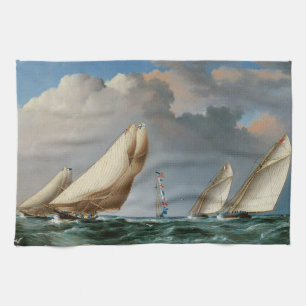 Yachten umkreisen die Mark Küchentuch