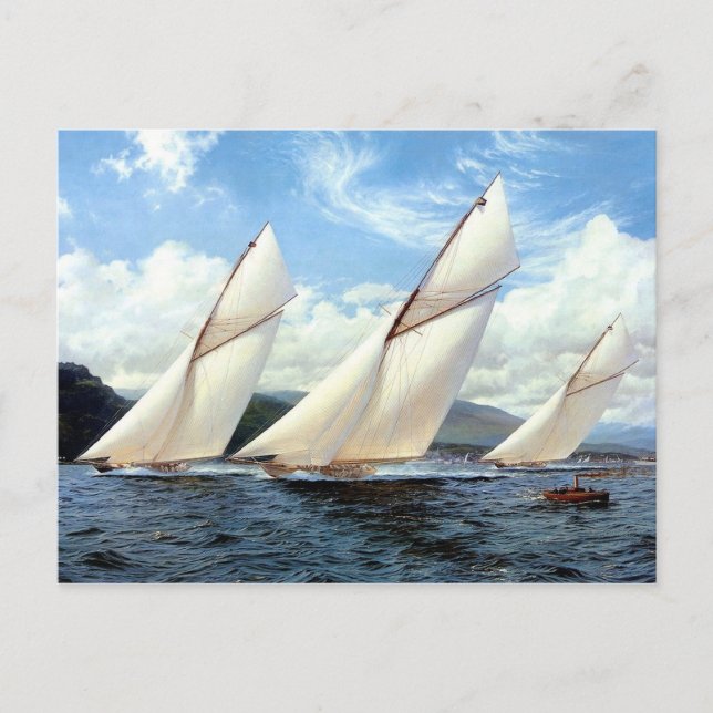 Yachten und ein kleines Dampfschiff Postkarte (Vorderseite)