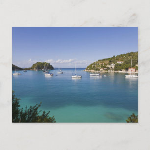 Yachten vor Anker, Lakka, Paxos, Griechenland Postkarte