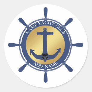Yachthafen Blue Nautic Anchor Name Runder Aufkleber