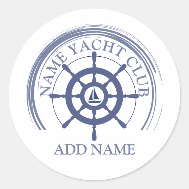 Yachthafen Blue Nautic Anchor Name Runder Aufkleber (Vorderseite)
