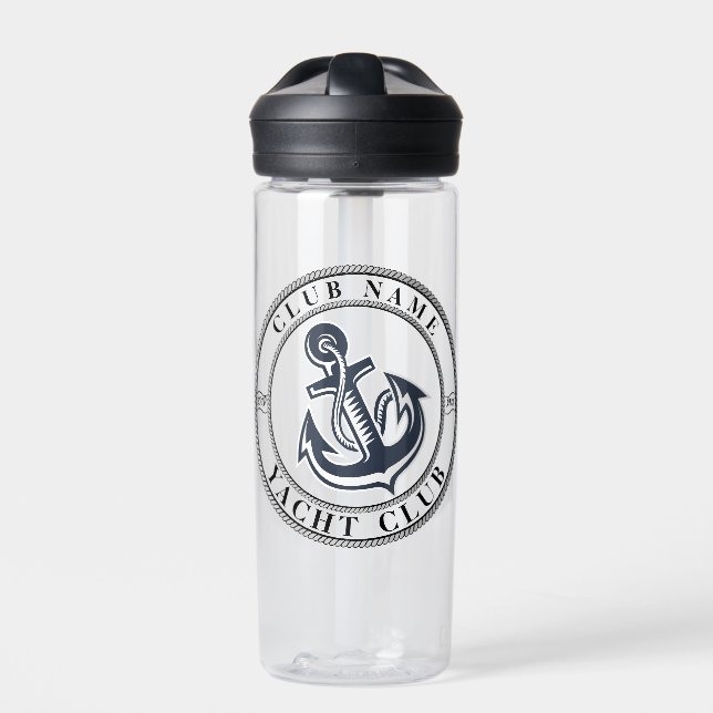 Yachthafen Blue Nautic Anchor Name Trinkflasche (Vorderseite)