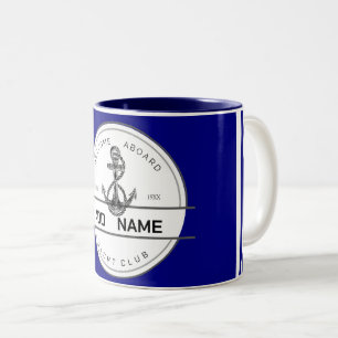 Yachthafen Blue Nautic Anchor Name Zweifarbige Tasse
