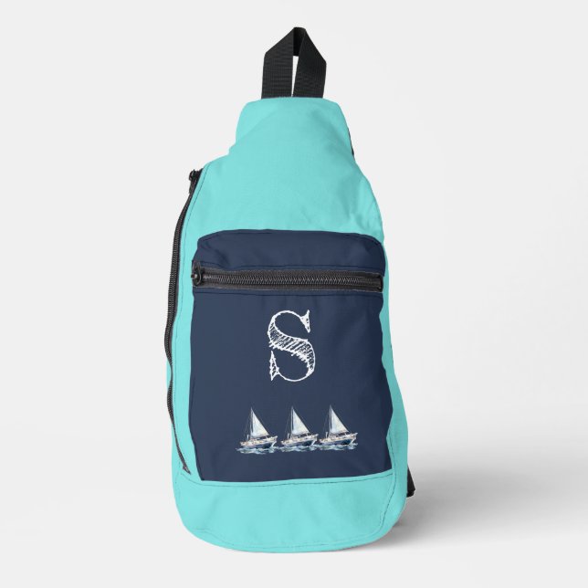 Yachtthema Crossbody Bag (Vorderseite)