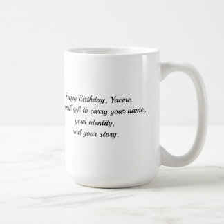 Yacine – Arabischer Kufi-Kalligrafie-Geburtstagsbe Kaffeetasse