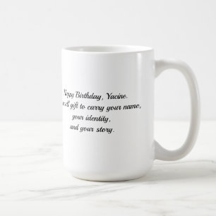 Yacine – Mug de naissance Calligraphie Kufi arabe