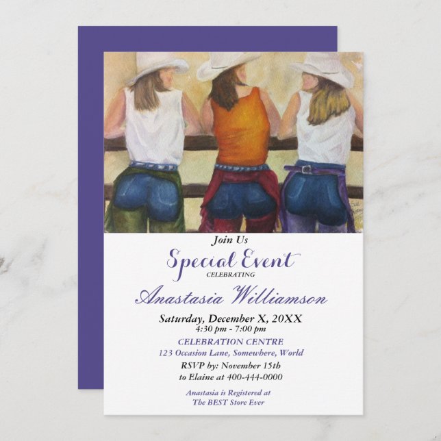 YAHOO WESTERN PARTY EREIGNIS EINLADUNG (Vorne/Hinten)