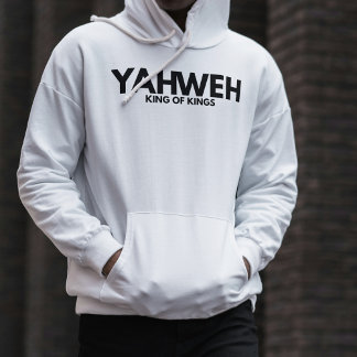 "YAHWEH" Cross White Christlich Minimalistisch Hoo Hoodie