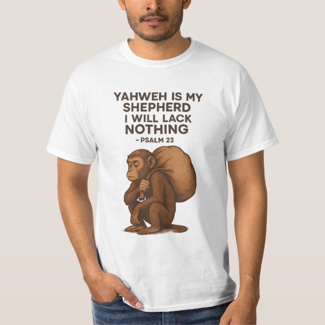 Yahweh ist mein Hirte - spiritueller Affe Christli T-Shirt (Vorderseite)