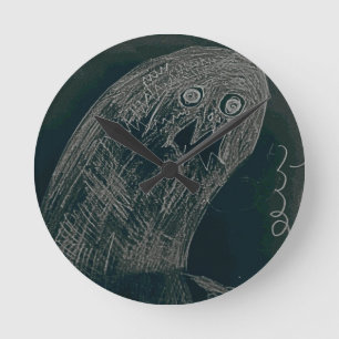 yaie Wurmzeichnung und deine Seele wird dunkel Runde Wanduhr