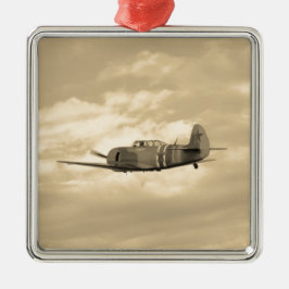 Yak 11 im Flug Silbernes Ornament