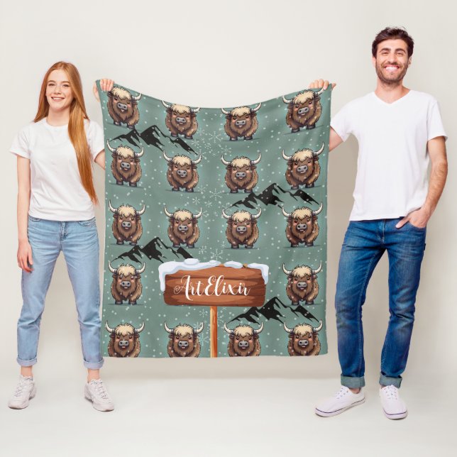Yak Black Mountain Print Fleecedecke (Beispiel)
