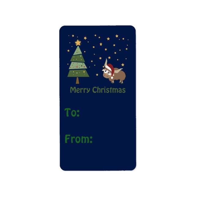 Yak Christmas Gift tag Adressaufkleber (Vorne)