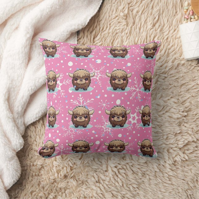 Yak Kawaii Lila Print Kissen (Decke)