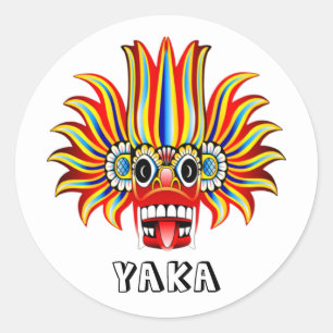 Yaka (Sri Lanka Teufel) Design T-Shirt Classic Rou Runder Aufkleber