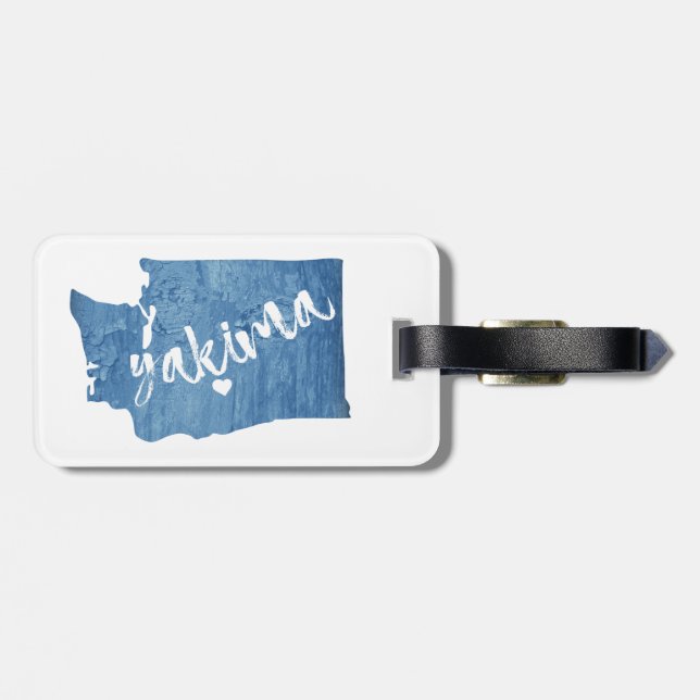 Yakima Washington Wood Grain Gepäckanhänger (Rückseite horizontal)