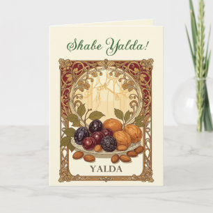 Yalda Chelle Nacht Wintersonnenwende Früchte und N Feiertagskarte