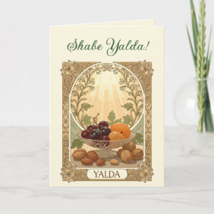 Yalda Nüsse und Früchte Chelle Nacht Wintersonnenw Feiertagskarte