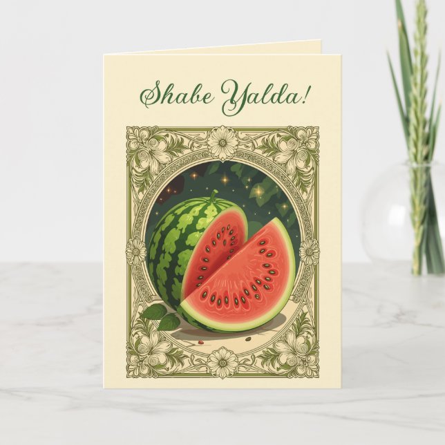 Yalda Watermelon Chelle Night Winter Solstice Karte (Vorderseite)
