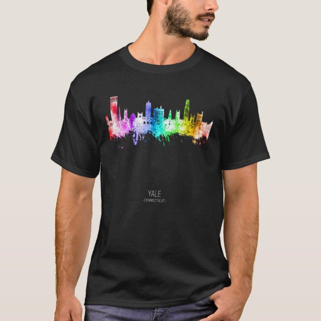 Yale Connecticut Skyline Wolkenkratzer T-Shirt (Vorderseite)