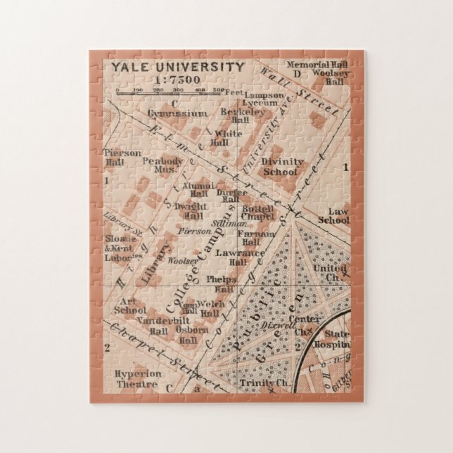Yale University Map 11x14  (Vertikal)