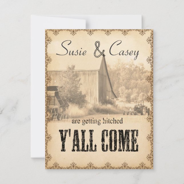 Y'all Come Faire-part de mariage ID651 (Devant)
