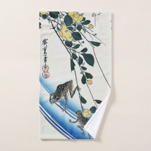 Yamabuki und Frosch, Hiroshige, Ukiyo-e Handtuch