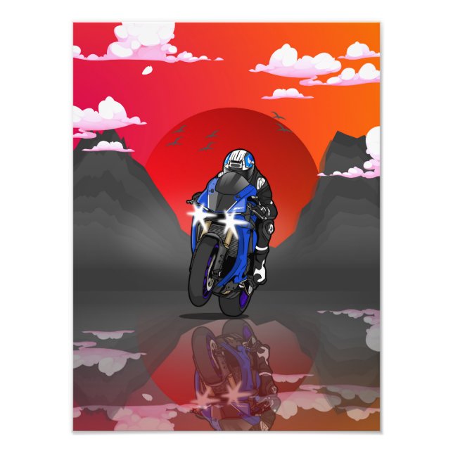 Yamaha R1 in the sunset Fotodruck (Vorne)