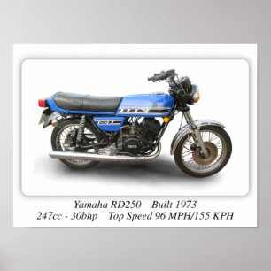 Yamaha RD250 Motorrad - A3-Großdruckplakat Poster