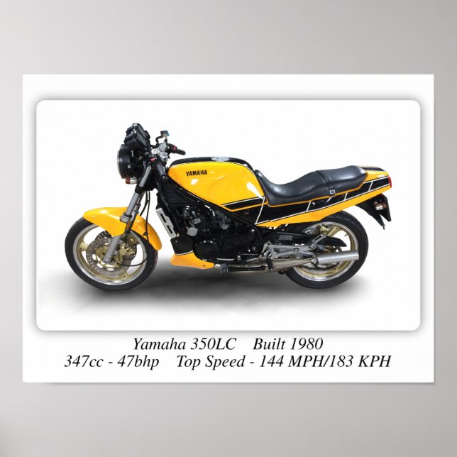 Yamaha RD350 LC Motorrad - A3-Druckplakat Poster (Vorne)
