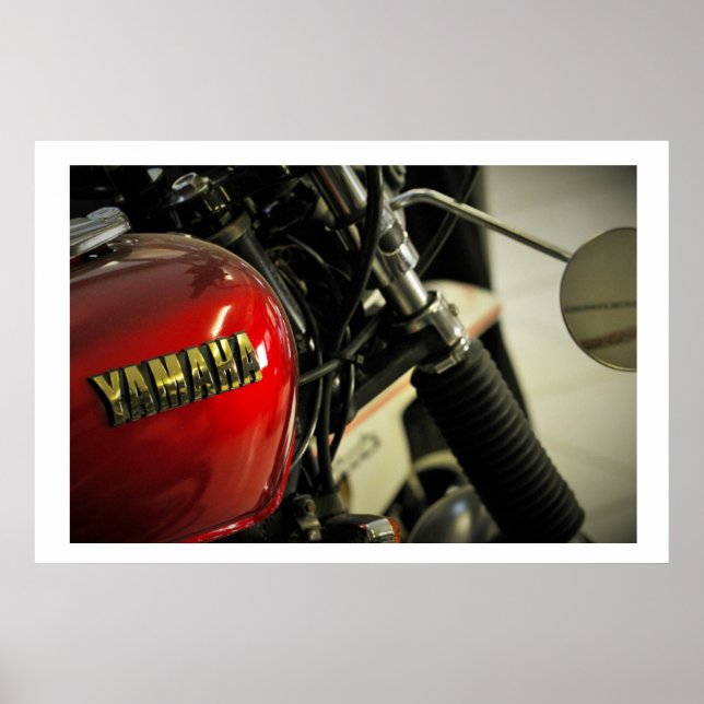 Yamaha Red Golden Motorcycle Motorbike Poster (Vorne)