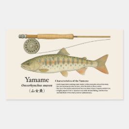 Yamame (Oncorhynchus masou) – Englische Illustrati Rechteckiger Aufkleber
