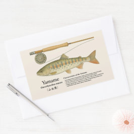 Yamame (Oncorhynchus masou) – Englische Illustrati Rechteckiger Aufkleber