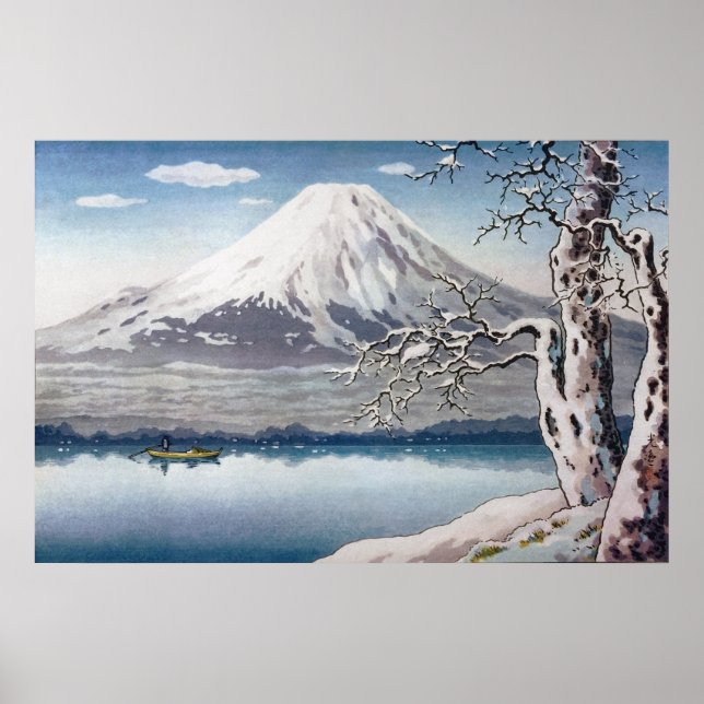 Yamanaka See im Winter von Tsuchiya Koitsu Poster (Vorne)