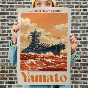 Yamato Japanisches Schlachtschiff Vintage-Maritime Poster