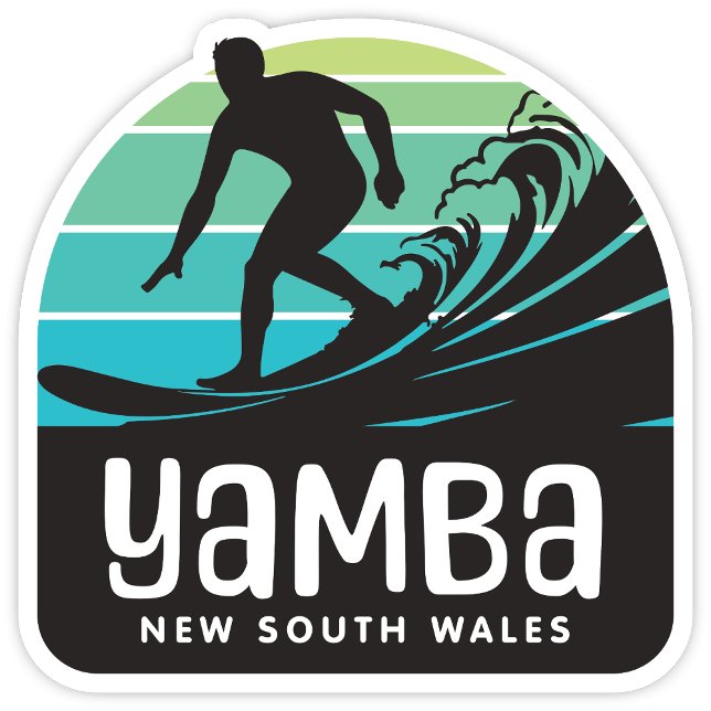 Yamba, NSW Australien Aufkleber (Yamba New South Wales Australia retro arch surf sticker)