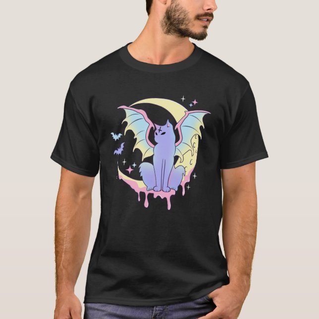 Yami Moon Phases Pastel Goth Cat Kitty Pagan Hexe T-Shirt (Vorderseite)