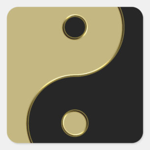 Yang aus schwarzem Gold Quadratischer Aufkleber