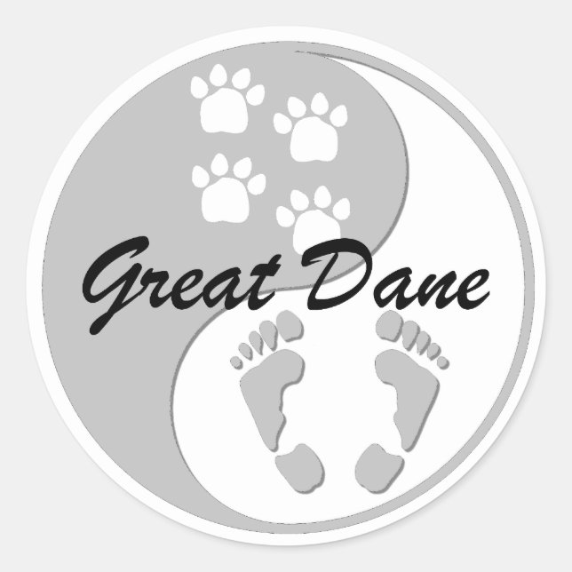 Yang große Dane Runder Aufkleber (Vorderseite)