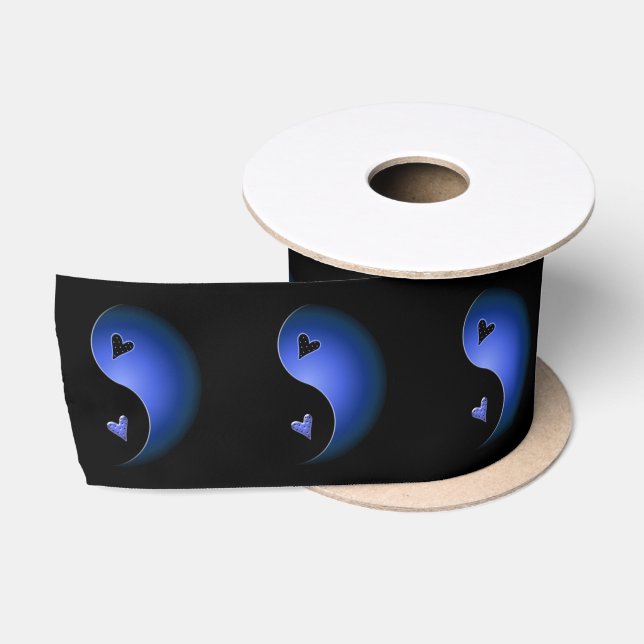 Yang-Herz - blau Satinband (Spule)
